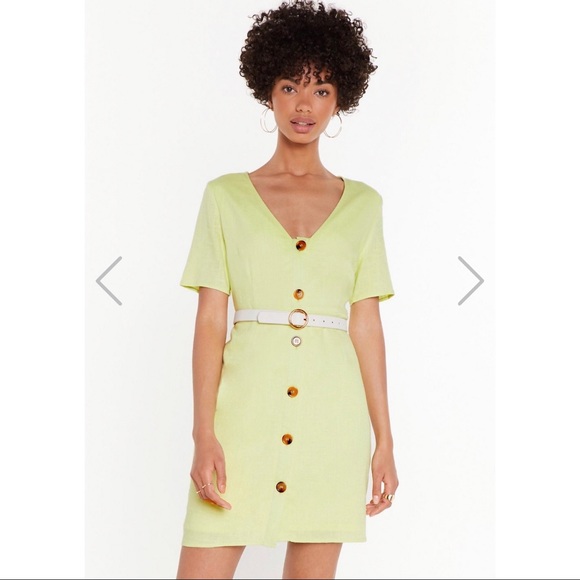 NWT Nasty Gal Spring Green Linen Dress🍈 - Picture 4 of 6